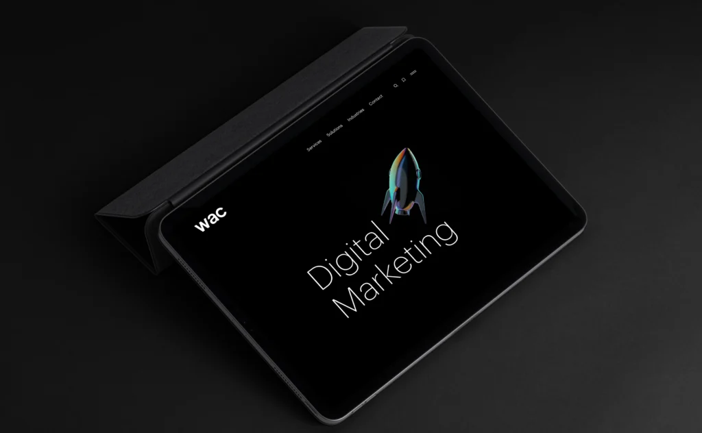 Digital Marketing banner in a tablet in black bg Service provider in the Dubai, United Arab Emirates